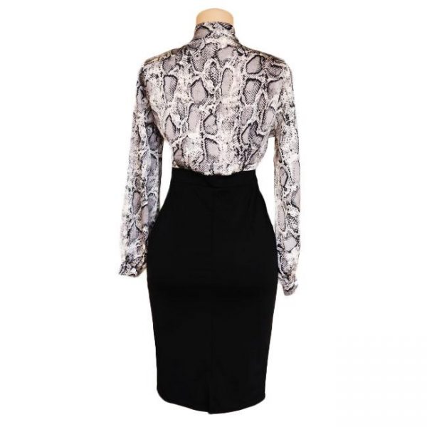Animal Print Stretchy Official White Dress - Image 3