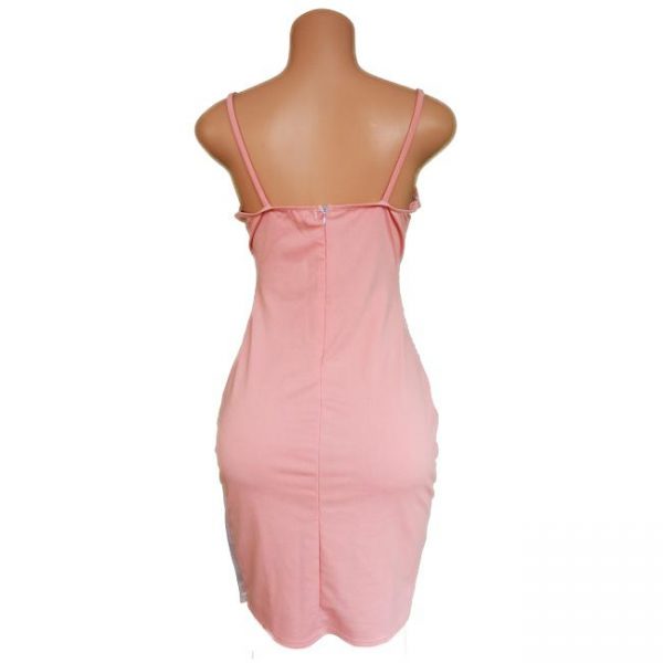 Beige & Silver Solid Stretch Wrap Dress - Image 3