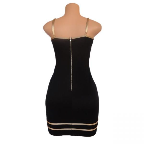 Gold Stripped Sleeveless Stretchy Women Dress - Image 3