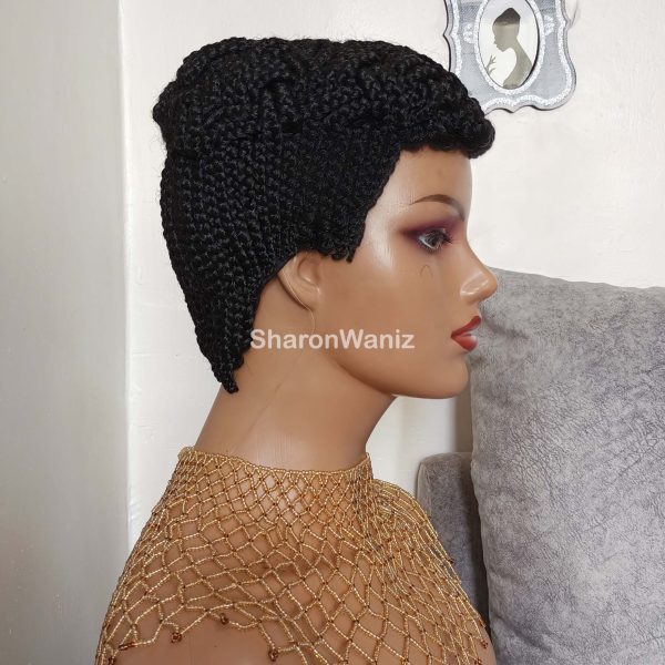 Up Crossing Black Cornrows Braided Wig BCA007 - Image 3