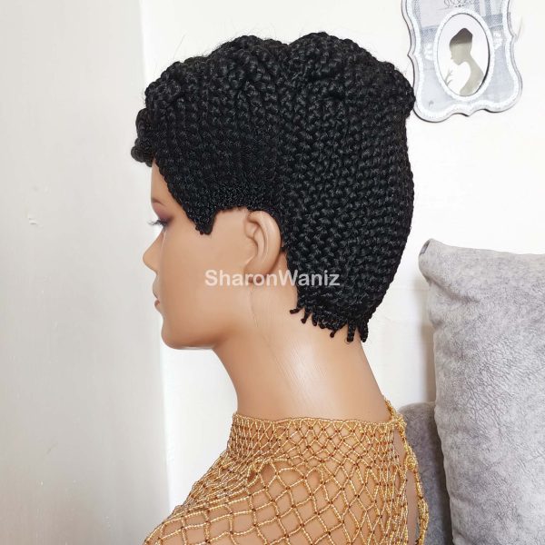Up Crossing Black Cornrows Braided Wig BCA007 - Image 4