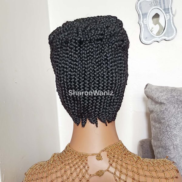 Up Crossing Black Cornrows Braided Wig BCA007 - Image 5
