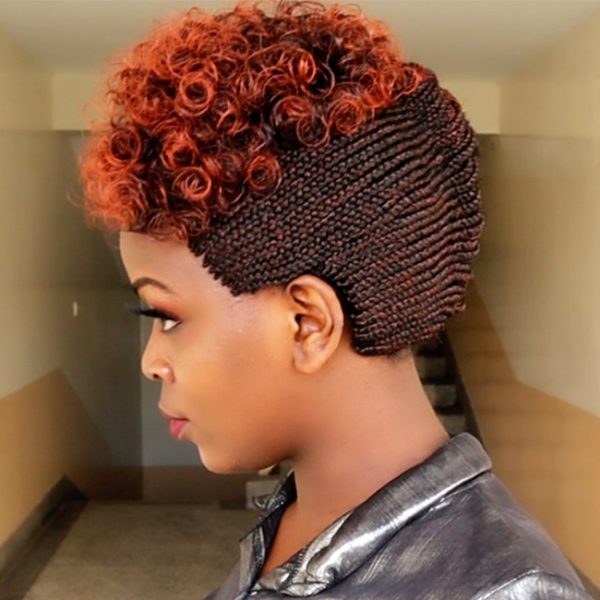 Short Afro Mohawk cornrows Braided Wig CCA001 - Image 7