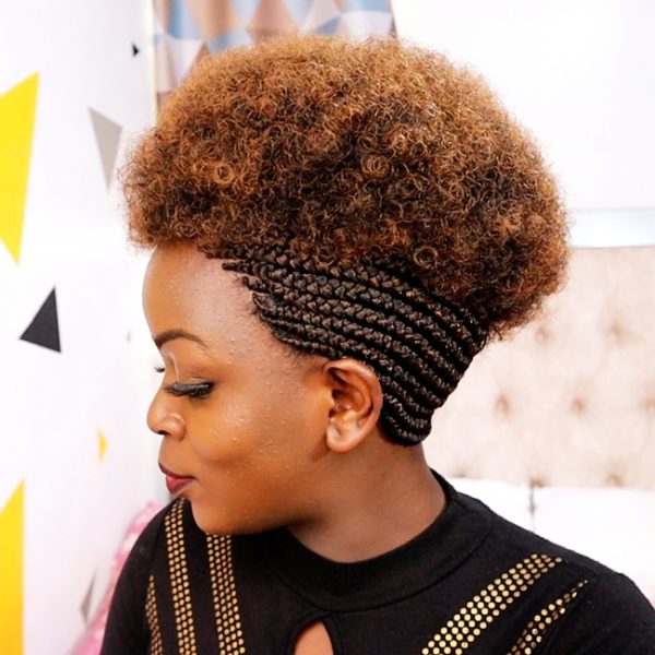 Short Afro Side Cornrows Braided Wig CCA005 - Image 3