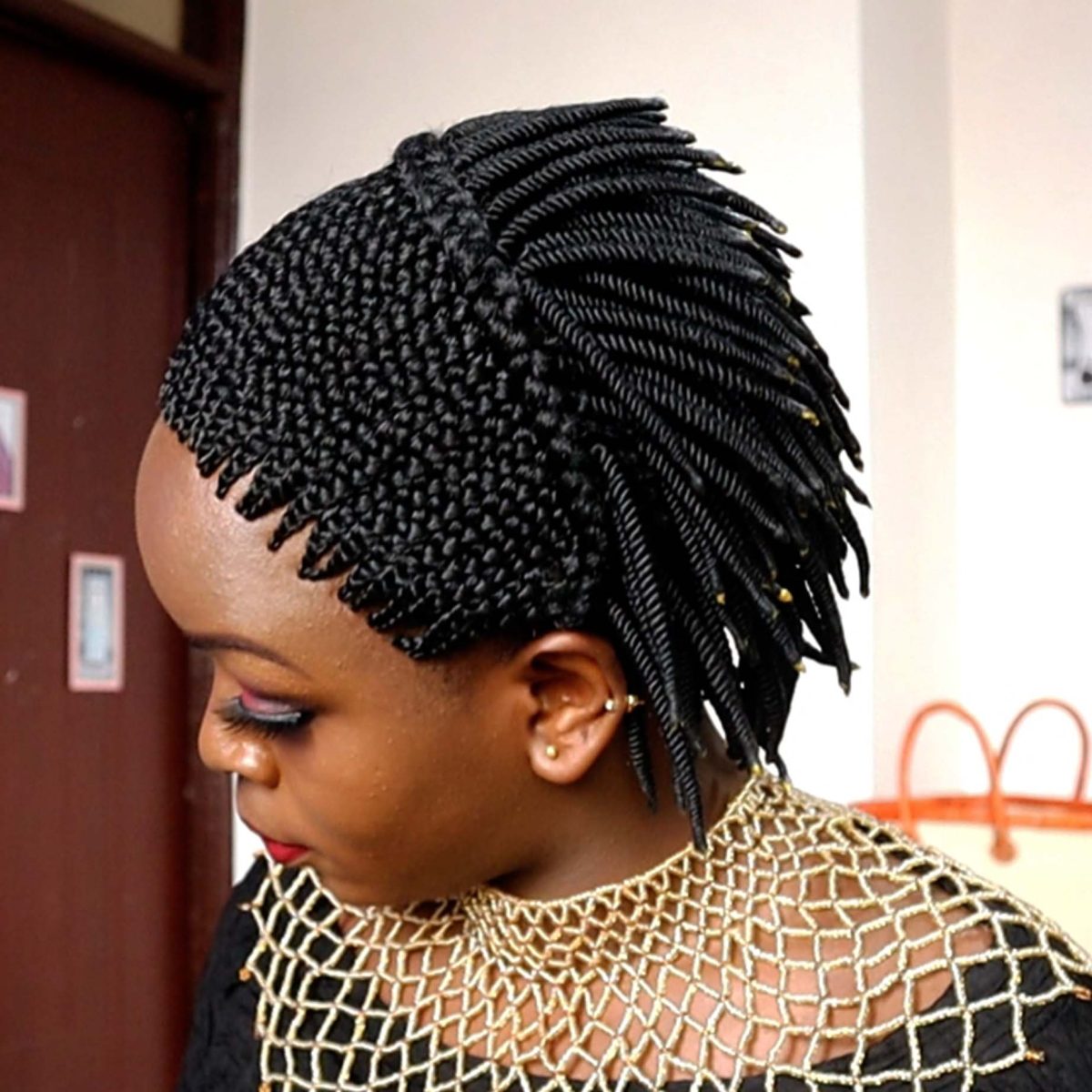 Back cornrows coiled Braided Wig BRC038 - Image 2