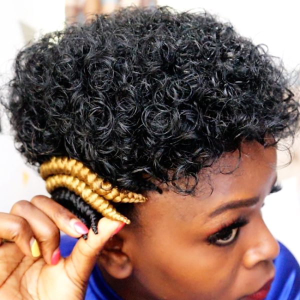 Short Afro Side Cornrows Braided Wig CCA002 - Image 2