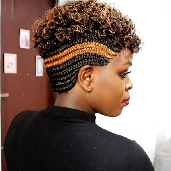 Short Afro Side cornrows Braided Wig CCA004 - Image 3