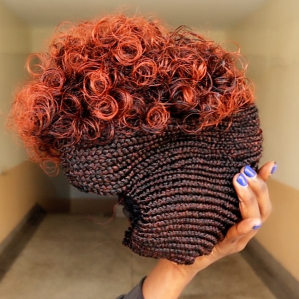 Short Afro Mohawk cornrows Braided Wig CCA010 - Image 3