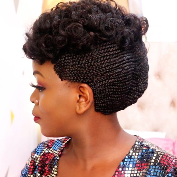 Short Afro Mohawk cornrows Braided Wig CCA001 - Image 5