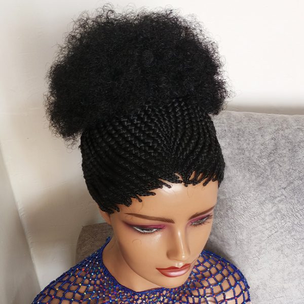 Short Afro Ponytail cornrows Braided Wig CCA006 - Image 4