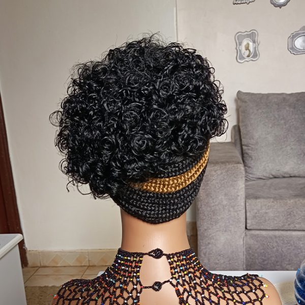 Short Afro Side Cornrows Braided Wig CCA002 - Image 5