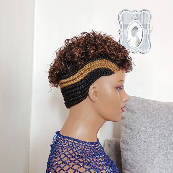 Short Afro Side cornrows Braided Wig CCA004 - Image 5