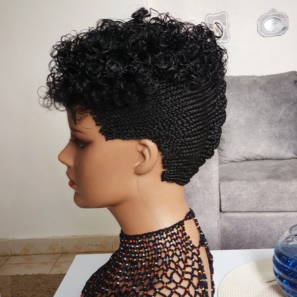 Short Afro Mohawk cornrows Braided Wig CCA001 - Image 3
