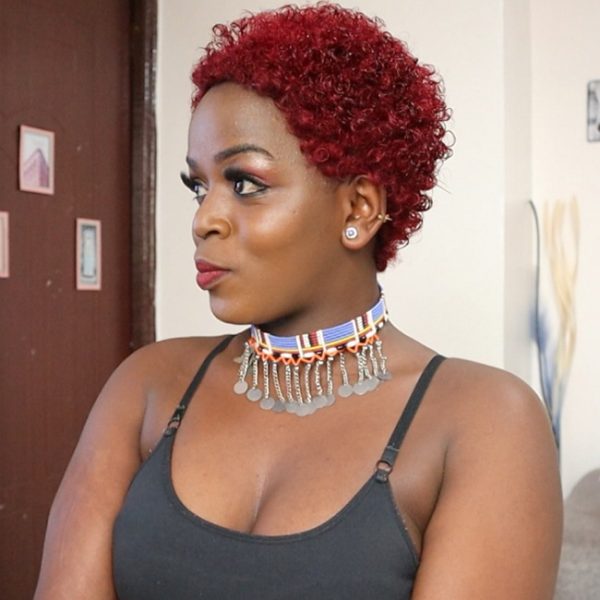 Red Short Curly Afro Wig Real Human Hair Wig Black Women Wigs