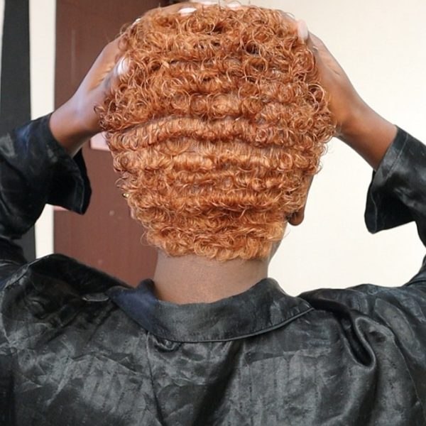 Red Short Curly Afro Wig Real Human Hair Wig Black Women Wigs - Image 8