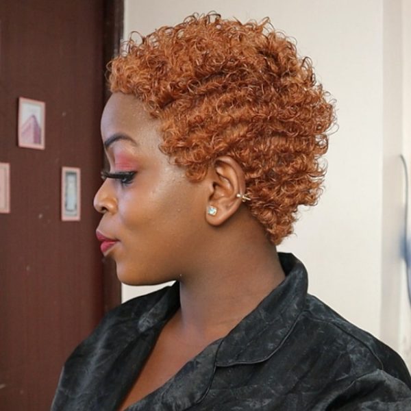 Red Short Curly Afro Wig Real Human Hair Wig Black Women Wigs - Image 9