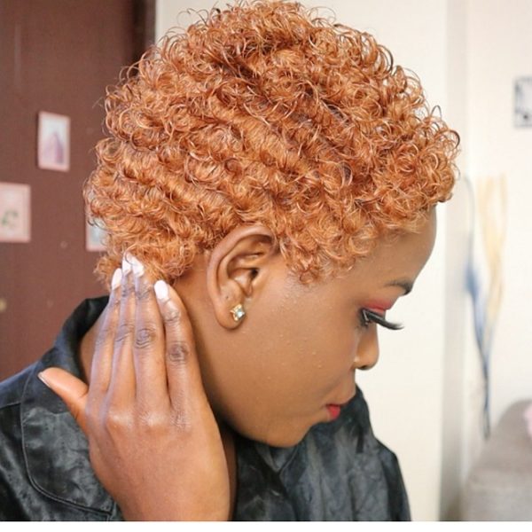 Red Short Curly Afro Wig Real Human Hair Wig Black Women Wigs - Image 7