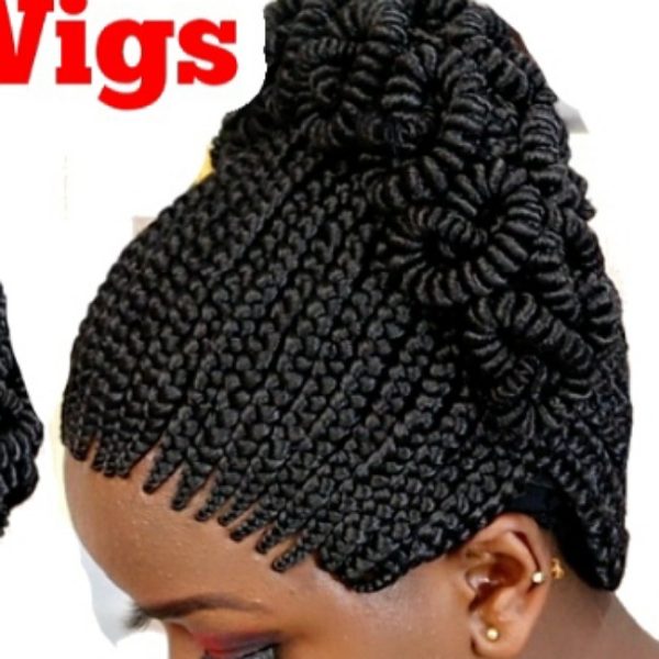 Top Coil Black braided wig - Image 4