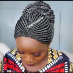 Grey and Black Bun Braided Wig